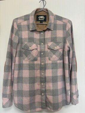 Roots Pink and Gray Plaid Shirt